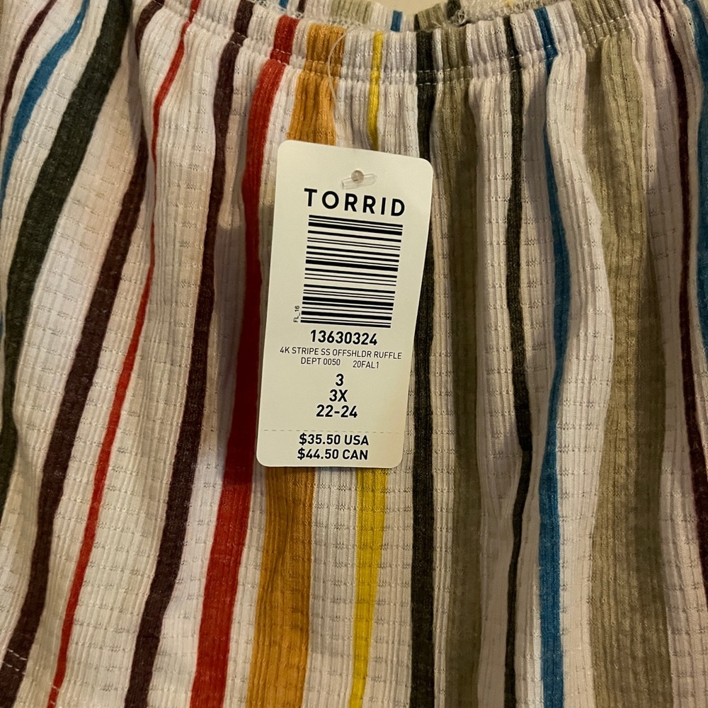 torrid Multicolor Striped Off-Shoulder Crop Top - Picture 4 of 7